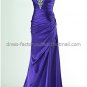 Hlater Red White Blue Satin Bridal Evening Dress Jeweled A-line Prom Dress Formal Gown