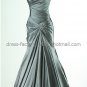 Strapless Purple Blue Silver Bridal Evening Dress Pleated Prom Dress Beaded Formal Ball Gown