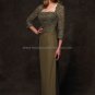 3/4 Sleeves Evening Dress Sheath Brown Lace Chiffon Prom Dress Mother of the Bride Groom Dress