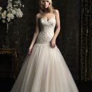 2012 Design Strapless Sweetheart Bridal Gown Champange Organza Lace Beading A-line Wedding Dress