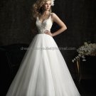 2012 Design Thin Straps Sweetheart Bridal Gwon Champange Organza Lace Beading A-line Wedding Dress