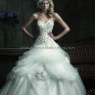 2012 Strapless Sweetheart Bridal Ball Gown White Lace Beading Ruffled  Tulle A-line Wedding Dress