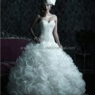 Strapless Sweetheart Bridal Ball Gown White Beading Cascading Organza A-line Wedding Dress C220