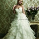 Strapless Sweetheart Bridal Ball Gown White Beading Draped Organza A-line Wedding Dress 63494