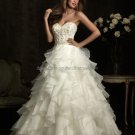 Strapless Sweetheart Bridal Ball Gown White Beading Draped Organza A-line Wedding Dress 63494