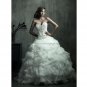 Strapless Sweetheart Bridal Ball Gown White Lace Beading Ruffled Tulle A-line Wedding Dress C170
