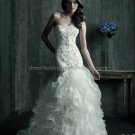 Strapless Sweetheart Bridal Ball Gown White Lace Beading Mermaid Tassel Wedding Dress C181
