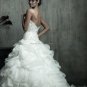 Strapless Sweetheart Bridal Ball Gown White Lace Beading Ruffled Tulle A-line Wedding Dress C170