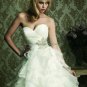 Strapless Sweetheart Bridal Ball Gown White Beading Draped Organza A-line Wedding Dress 63494