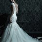 Cap Sleeves V-neck Bridal Ball Gown White Organza Beading Applique Mermaid Wedding Dress C221