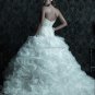Strapless Sweetheart Bridal Ball Gown White Beading Cascading Organza A-line Wedding Dress C220