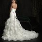 2012 Design Strapless Sweetheart Bridal Gown White Taffeta Cascading Organza Mermaid Wedding Dress