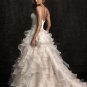 2012 Strapless Sweetheart Bridal Gown Cascading Champange Organza Lace Beading A-line Wedding Dress