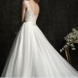 2012 Design Thin Straps Sweetheart Bridal Gwon Champange Organza Lace Beading A-line Wedding Dress