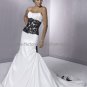 Strapless Bridal Gown White Taffeta Black Applique / Embroidery Beading Mermaid Wedding Dress