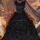 Vintage One Shoulder Bridal Gown Ruffled  Black Tulle Beading A-line Wedding Dress