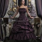 Strapless Bridal Gown Black Purple Beading Applique A-line Wedding Dress