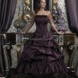 Strapless Bridal Gown Black Purple Beading Applique A-line Wedding Dress