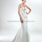 Strapless Bridal Ball Gown Black Beading White Satin Mermaid Wedding Dress