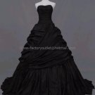 Strapless Sweetheat Bridal Ball Gown Pleated Black Taffeta A-line Wedding Dress