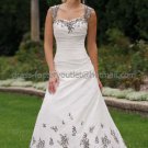 Strapless Bridal Ball Gown Embroidery Black Tulle Corset Top A-line Wedding Dress