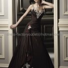 Spaghetti Straps Bridal Ball Gown Black Red  White Applique Beading A-line Wedding Dress