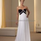 Strapless Bridal Gown Ruffled  Black Top White Chiffon Beaded A-line Wedding Dress