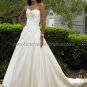 Strapless Bridal Ball Gown Black Lace Edge White Satin Beading A-line Wedding Dress