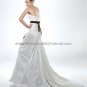 Strapless Bridal Ball Gown Black Sash Ivory Taffeta Free Lace Jacket Mermaid Wedding Dress