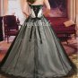 Strapless Sweetheart Bridal Gown Black Tulle White Satin Embroidery Beading A-line Wedding Dress