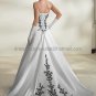Vintage Strapless Bridal Gwon White Satin Black Applique / Embroidery Beading A-line Wedding Dress