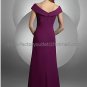 Cap Sleeves Purple Chiffon Ruffled Bridal Evening Dress Empire Bridesmaid Prom Dress Formal Gown