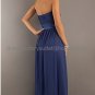 Strapless Blue Chiffon Ruffled Empire Bridal Evening Dress Empire Bridesmaid Prom Dress Formal Gown