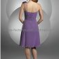 One Shoulder Purple Chiffon Ruffled Hand Flower Short Bridesmaid Homecoming Dress Cocktail Dress