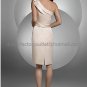 One Shoulder Champagne Satin Ruffled Short Bridesmaid Dress Homecoming Dress Cocktail Dress