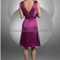 Double Straps Purple Stretch Satin Ruffled Short Bridesmaid Dress Homecoming Dress Cocktail Dress