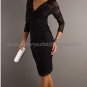 Double Straps Black Lace Beaded Short Bridesmaid Dress Black Bridal Dress Cocktail Dress