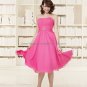 Strapless Short Bridesmaid Dress Pink Chiffon Homecoming Dress Pleated Beaded Cocktail Dress