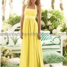 A-line Halter Long Bridesmaid Dress Yellow Chiffon Pleated Bridal Evening Dress
