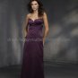 A-line Strapless Sweetheart Long Bridesmaid Dress Purple Satin Chiffon Pleated Bridal Evening Dress
