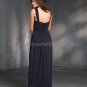 Sleeveless Thin 2 Straps Long Bridesmaid Dress Black Navy Blue Chiffon Bridal Evening Dress