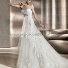 Strapless Bergamo Bridal Gown White Alencon Lace Mermaid Wedding Dress Free Petticoat PV307