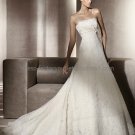 Free Underskirt Strapless Gomera Bridal Gown Ivory Alencon Lace A line Wedding Dress Zipper Back