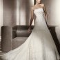 Free Underskirt Strapless Gomera Bridal Gown Ivory Alencon Lace A line Wedding Dress Zipper Back
