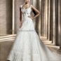 Free Crinoline Cap Sleeves Square Sagrera Bridal Gown White Alencon Lace A line Wedding Dress pV312