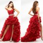 Strapless Pleated Red Black Pink Organza Bridal Evening Dress A-line Prom Dress Custom Formal Dress