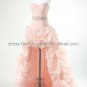 Strapless Pleated Red Black Pink Organza Bridal Evening Dress A-line Prom Dress Custom Formal Dress