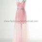 Spaghetti Straps V-neck White Blue Red Pink Tulle Bridal Evening Dress A-line Prom Dress Formal Gown