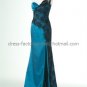 One Shoulder Black Lace Red Gold Purple Blue Satin Bridal Evening Dress Sheath Prom Dress Gown