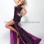 One Shoulder Black Lace Red Gold Purple Blue Satin Bridal Evening Dress Sheath Prom Dress Gown